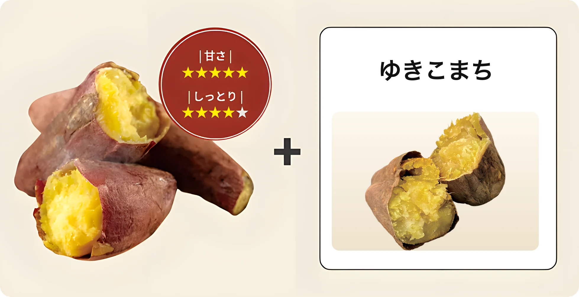 ふくしまゴールド（甘さ☆5　しっとり☆5）＋　ゆきこまち